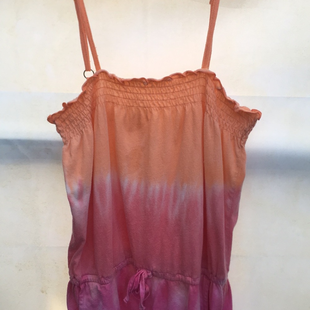Girl’s Spaghetti Strap Smocked Neckline Sunny Tie Dye Beach Poolside Romper
